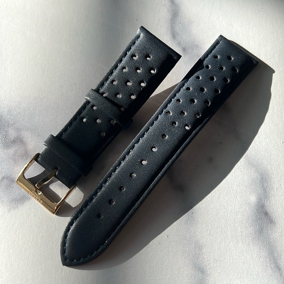 Versace Versus Watch Band, Perforated Leather Strap in Navy New w/o Box - Picture 1 of 4